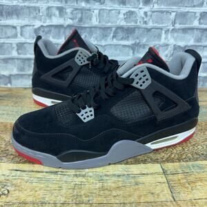 Nike Air Jordan 4 Retro Bred Black Cement Grey Red 308497-089 Mens Size 12 New
